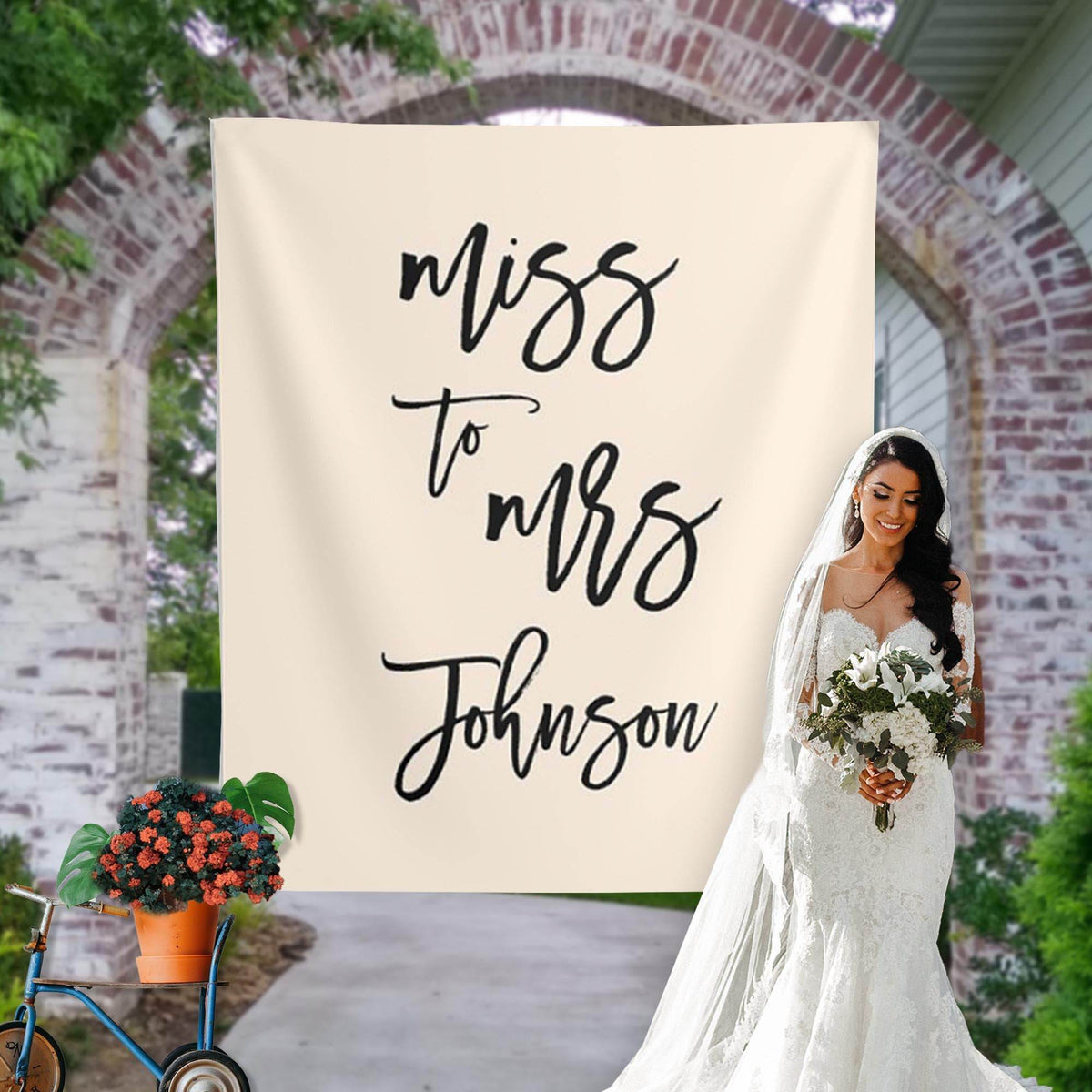 Ivory Miss to Mrs Backdrop - iJay Backdrops