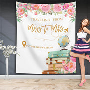 Pink Floral Travel, Miss to Mrs. Bachelorette Party Backdrop - iJay Backdrops
