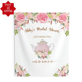 Tea Party Pink Floral Bridal Shower Backdrop