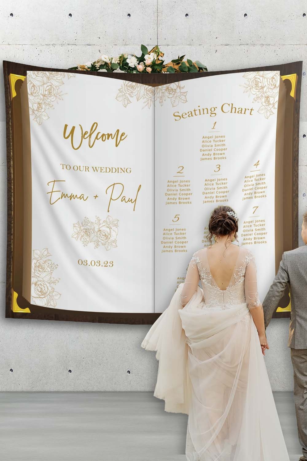 Seating Chart Book Backdrop Large Wedding Personalized Seating Chart Banner Entrance Sign Custom Welcome Seating Sign Wedding Guests Plan