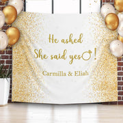 Proposal Decoration Gold Glitter Engagement Backdrop She Said Yes Banner Couples Shower Photo Booth Custom Bridal Shower Wedding Backdrop - iJay Backdrops