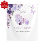 Purple Floral Butterfly Future Mrs Backdrop - iJay Backdrops