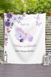 Purple Floral Butterfly Future Mrs Backdrop - iJay Backdrops