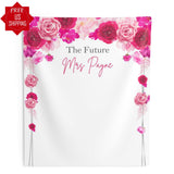 Hot Pink Floral Roses Bridal Shower Backdrop