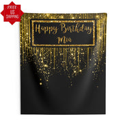 Black and Gold Glitter Photo Backdrop - iJay Backdrops