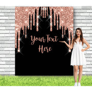 Black and Rose Gold Glitter Backdrop - iJay Backdrops