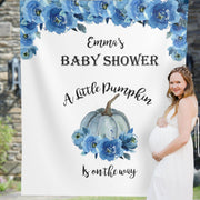 Blue Pumpkin Baby Shower Backdrop - iJay Backdrops