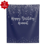 Blue and Silver Glitter Backdrop - iJay Backdrops