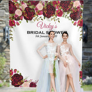 Burgundy Floral Bridal Shower Backdrop - iJay Backdrops