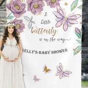 Butterfly Baby Shower Backdrop, Lavender Gold and White Baby Shower - iJay Backdrops