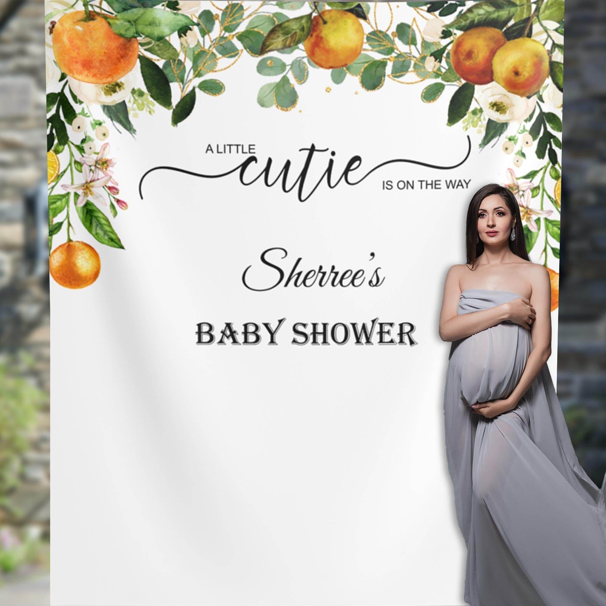 Personalized Citrus Baby Shower Backdrop | A Little Cutie is on The Way
