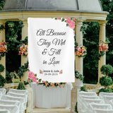 Custom Floral Wedding Backdrop - Add your text iJay Backdrops 