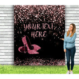 Custom High Heels Rose Gold Glitter Dots Photo booth Backdrop / Photo Booth Props iJay Backdrops 