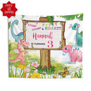 Girl Dinosaur Backdrop - iJay Backdrops