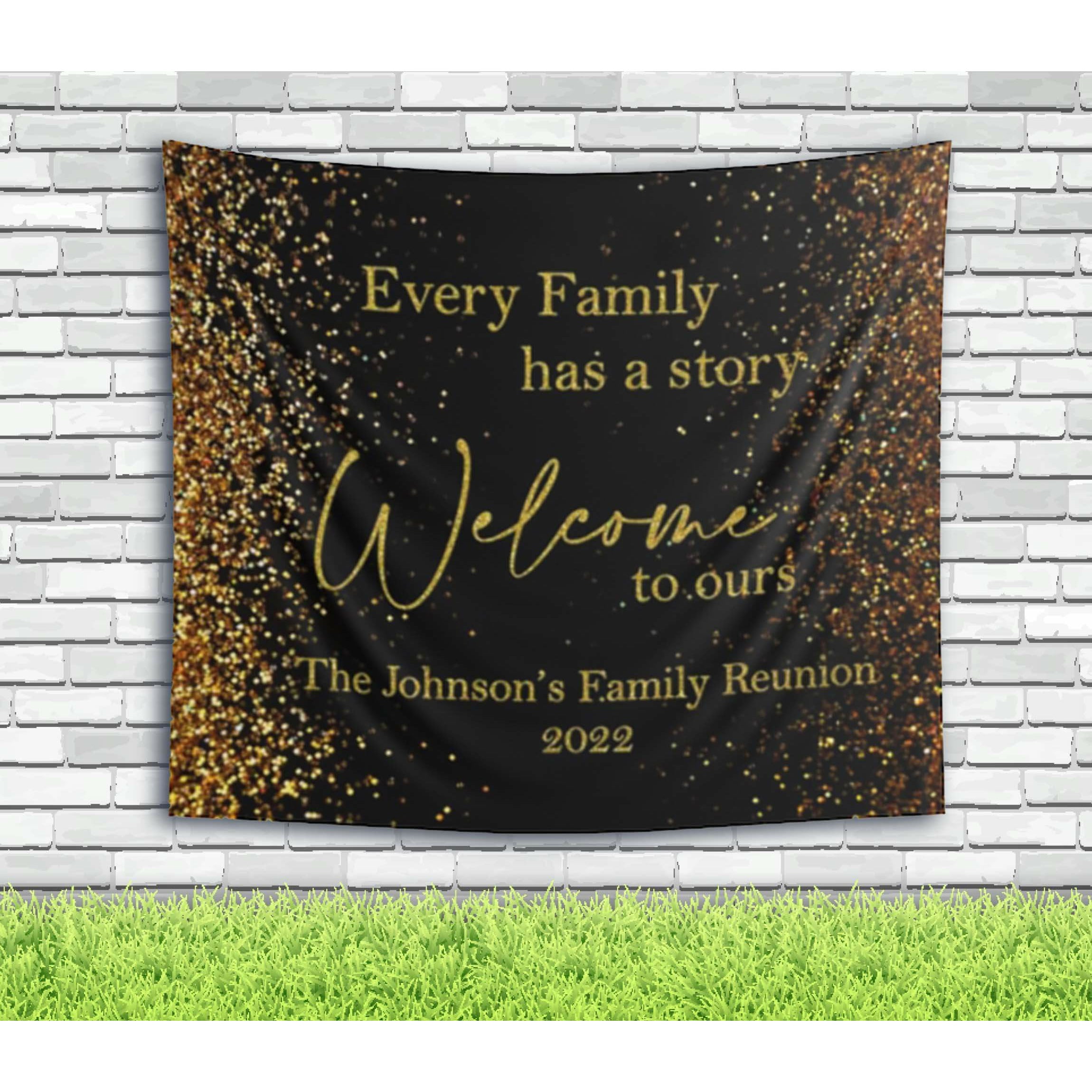 Family Reunion Backdrop - Black and Gold