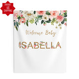 Personalized Baby Name Floral Baby Shower Backdrop