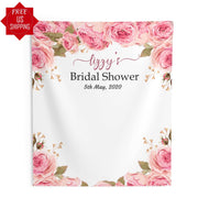 Pink Floral Photo Backdrop for Bridal shower - iJay Backdrops