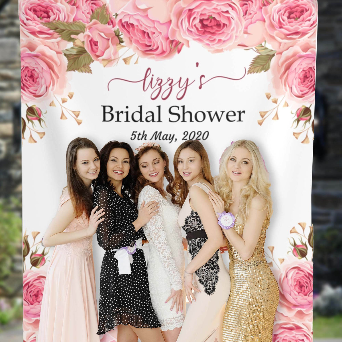 Pink Floral Photo Backdrop for Bridal shower - iJay Backdrops