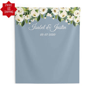 Floral Backdrop for a Dusty Blue Wedding Theme - iJay Backdrops