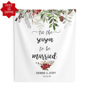 Elegant 'Tis the Season to Be Married' Sign Backdrop for Christmas Wedding Decorations - iJay Backdrops