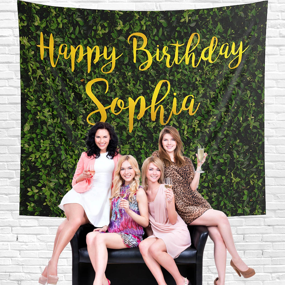 Grass Wall Backdrop with Gold Letters - iJay Backdrops
