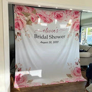 Pink Floral Photo Backdrop for Bridal shower - iJay Backdrops