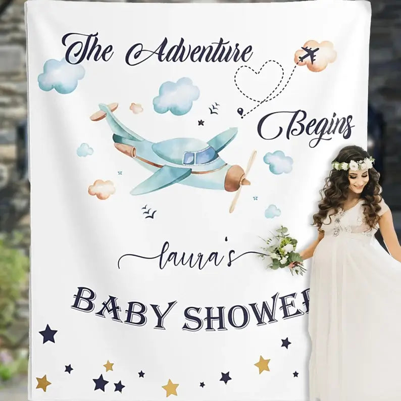 Airplane Baby Shower Backdrop