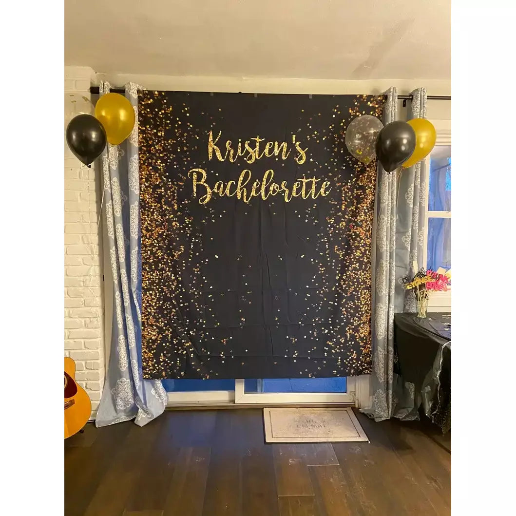 Black and Gold Engagement Backdrop