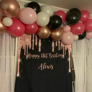 Black and Rose Gold Glitter Backdrop - iJay Backdrops