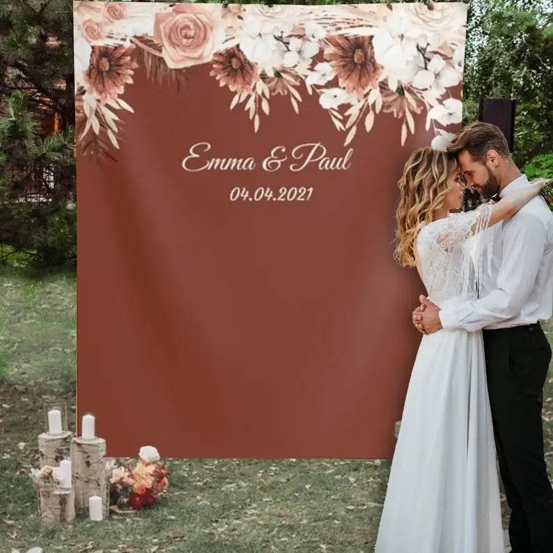 Bohemian Floral Wedding Backdrop - iJay Backdrops