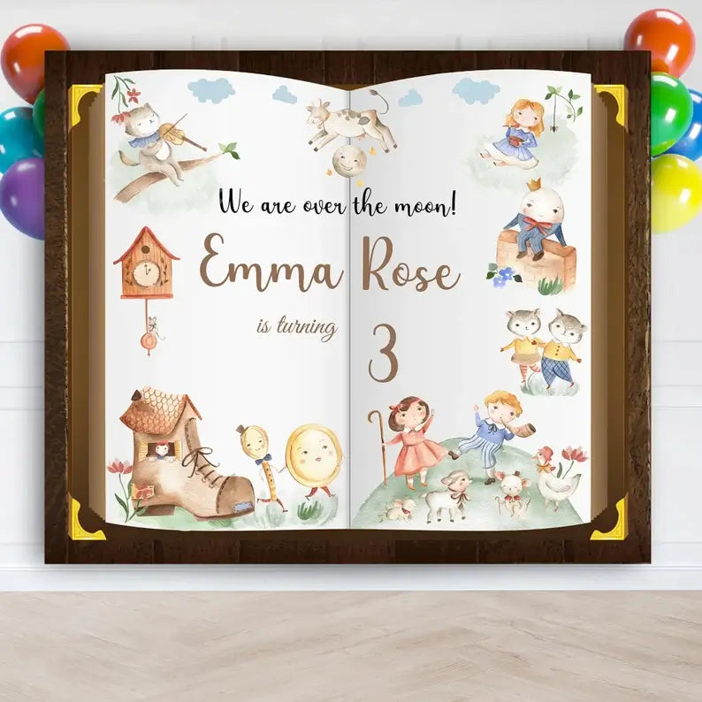Nursery Rhymes Book Birthday Backdrop
