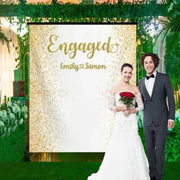 White and Gold Engagement Backdrop - iJay Backdrops