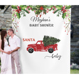 Personalized Christmas Truck Baby Shower Backdrop