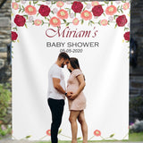 Baby Shower Backdrop, Pink and Burgundy Decoration, Photobooth Backdrop
