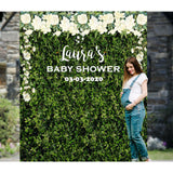 Artificial Grass Wall Baby Shower Backdrop with Floral