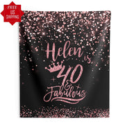 Rose Gold 40 and Fabulous birthday backdrop - iJay Backdrops