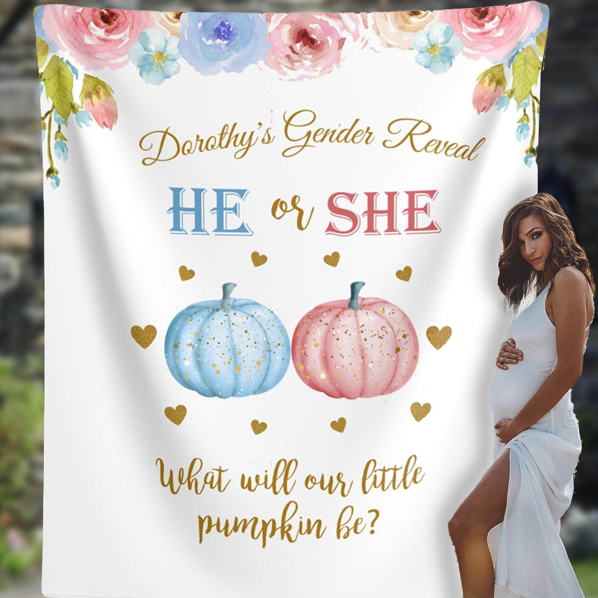 Fall Pumpkin Gender Reveal Backdrop - iJay Backdrops