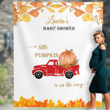 Pumpkin Truck Baby Shower Backdrop, Autumn Photo Booth Backdrop, A little pumpkin is on the way, Fall Leaves Autumn decorations