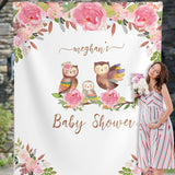 Girl Floral Baby Shower Backdrop, Owl Baby Shower Backdrop, Owl backdrop, Welcome Little Owl, Girl Owl Photo Booth Backdrop