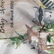 Personalized Fall Burgundy Woodland Animals Backdrop for Baby Shower. - iJay Backdrops