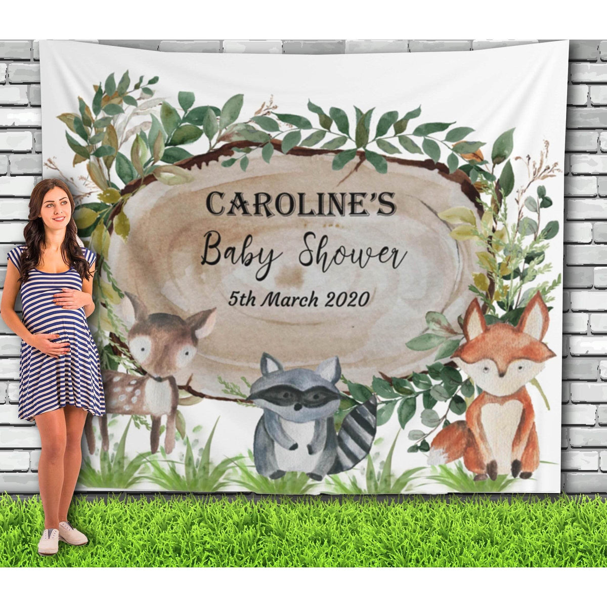 Woodland Animals Baby Shower Backdrop, Jungle Animals Baby Shower Banner, Woodland Theme, Baby Shower Photobooth, Gender Neutral - iJay Backdrops