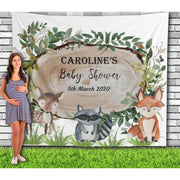 Woodland Animals Baby Shower Backdrop, Jungle Animals Baby Shower Banner, Woodland Theme, Baby Shower Photobooth, Gender Neutral - iJay Backdrops