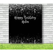 Personalised Black and Silver Glitter Backdrop - iJay Backdrops