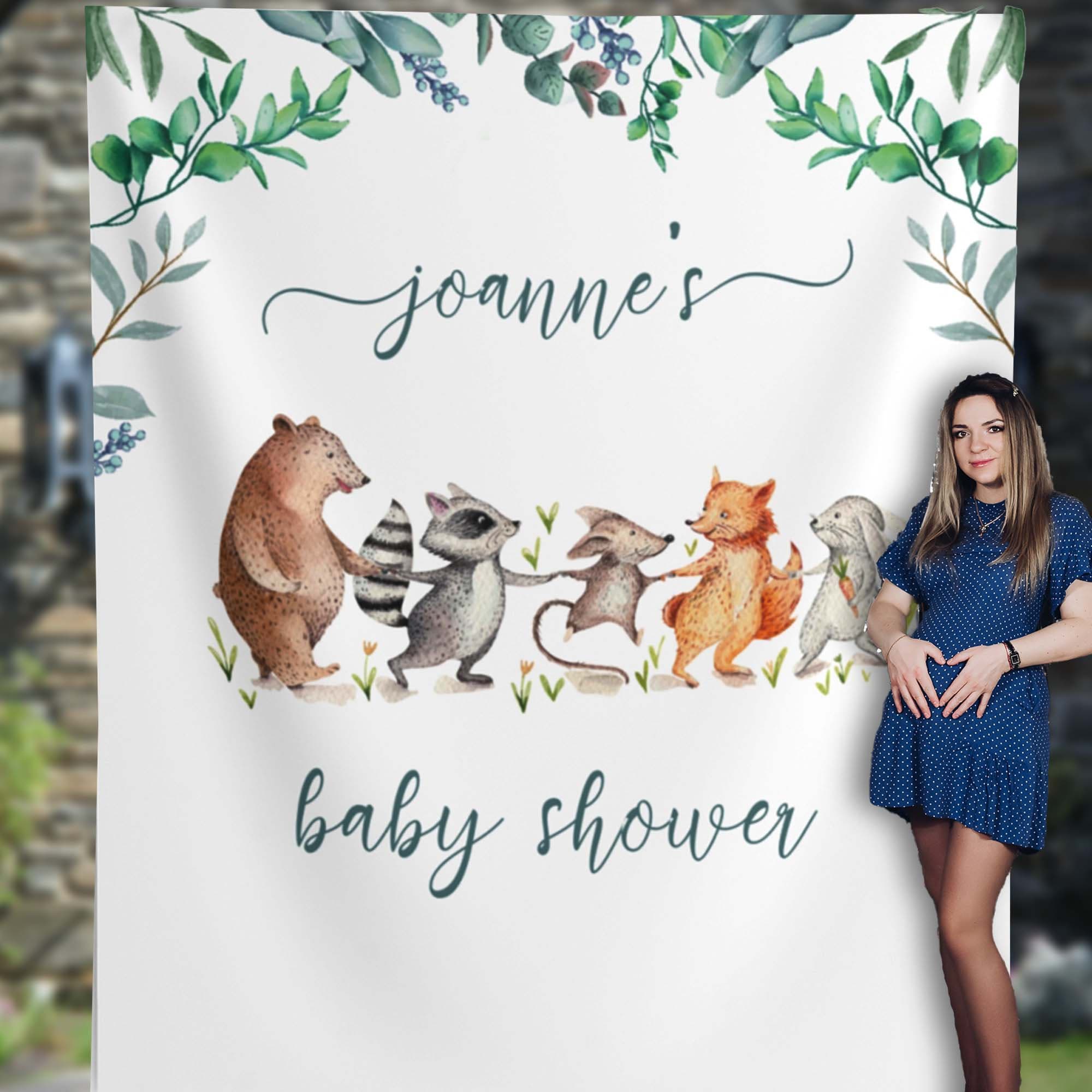 Cute Animals Baby Shower Backdrop| Woodland Animals Baby Shower Decor| Greenery Baby Shower Boy | Gender Neutral Decorations