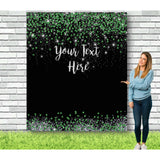 Personalized Green and Silver Glitter Backdrop