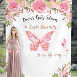 Personalized baby backdrop for butterfly baby shower decor