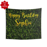 Artificial Grass Wall Birthday Backdrop with Gold Letters