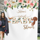 Drive by baby shower, Virtual Baby Shower Backdrop, Social Distancing Shower Decor, Floral Baby Shower Decorations, Woodland Theme 01BS21