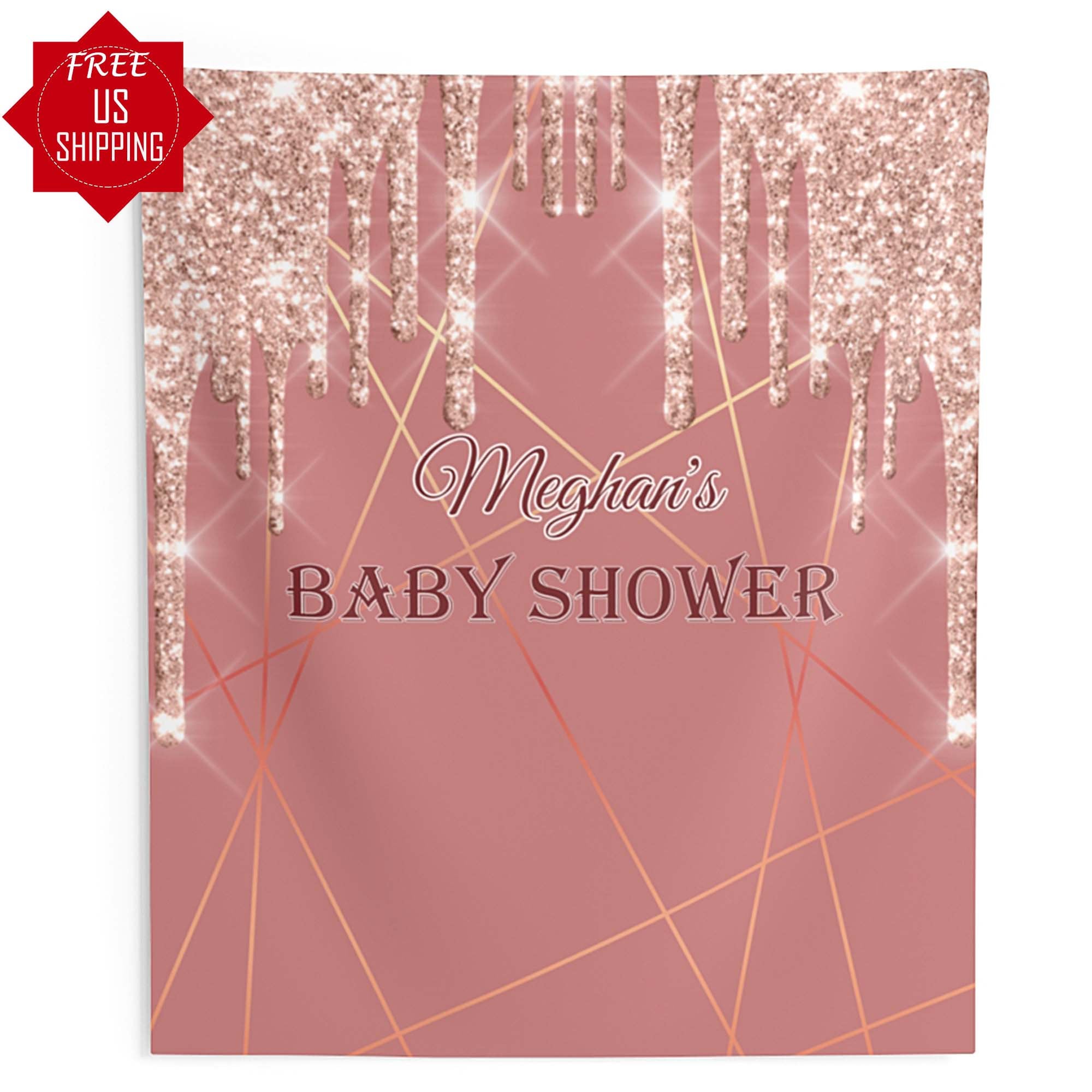 Rose Gold Baby Shower Backdrop, Custom Backdrop, Baby shower Decoration, Custom Photobooth Backdrop, Pink and Gold Baby shower