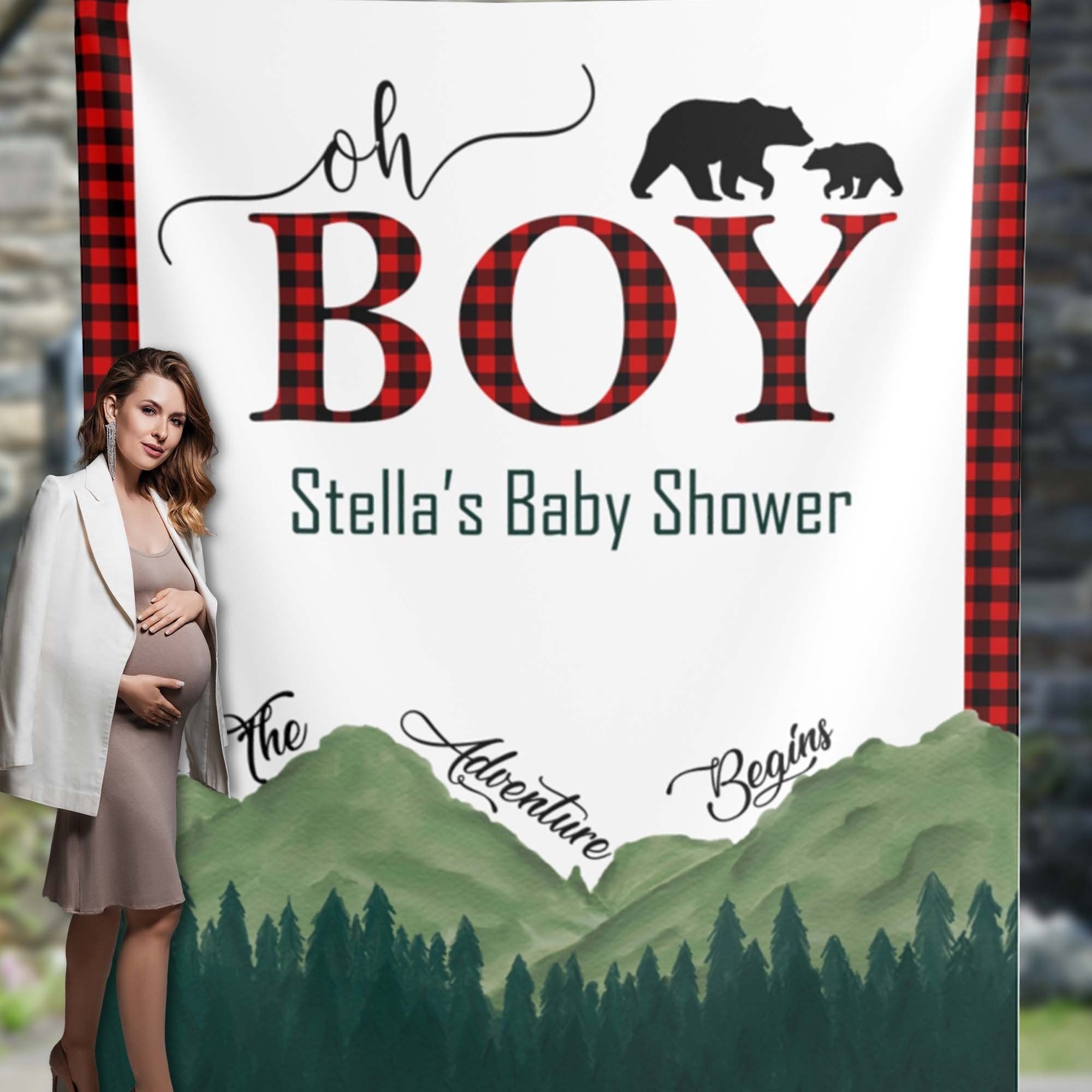 Oh Boy, Adventure Baby Shower Backdrop, Bear Backdrop, Buffalo Backdrop, Adventure Begins, Baby Shower Banner